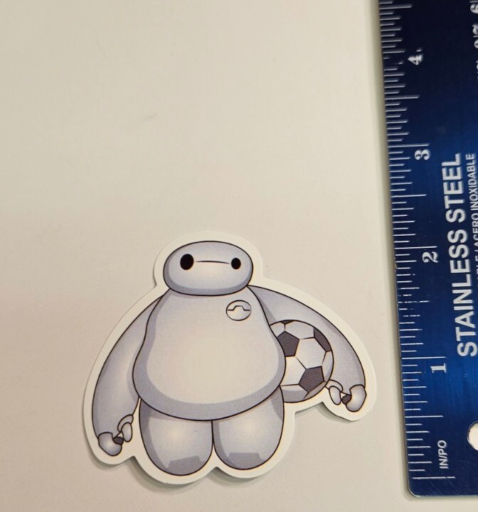 Baymax From Big Hero 6 Cartoon With Soccer Ball - Sticker / Decal gallery