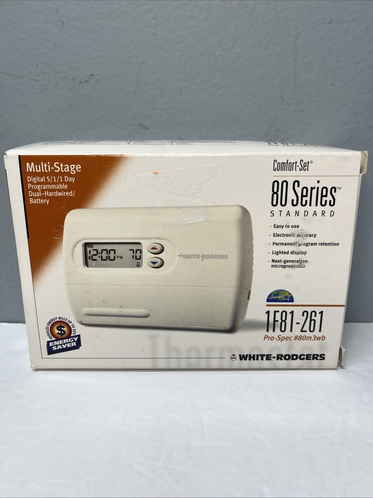 White-Rogers 1F81-261 Programmable Thermostat Multi-Stage Digital Control Opn Bx