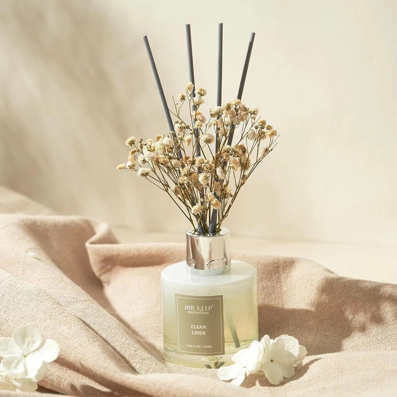 Airkeep Reed Diffuser Set,3.38 fl oz (100 ml) - Clean Linen Oil Diffusers with 8 gallery
