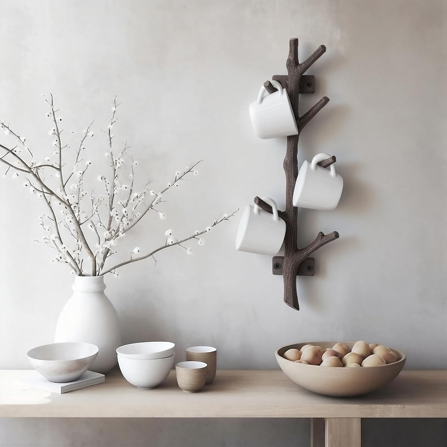 12" Cast Iron Tree Branch Vertical Coat Hat Rack Wall Mount Heavy Duty Decora... gallery