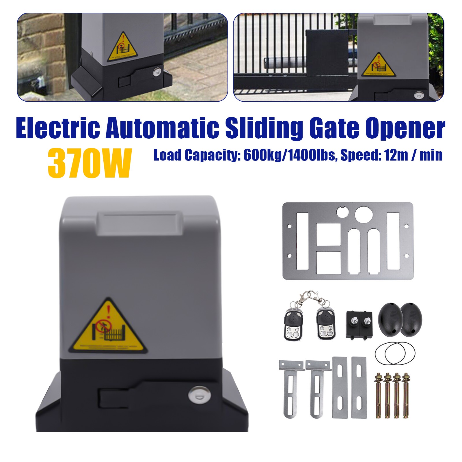 1400LBS Electric Automatic Sliding Gate Opener Door Operator&Remote Control 370W gallery
