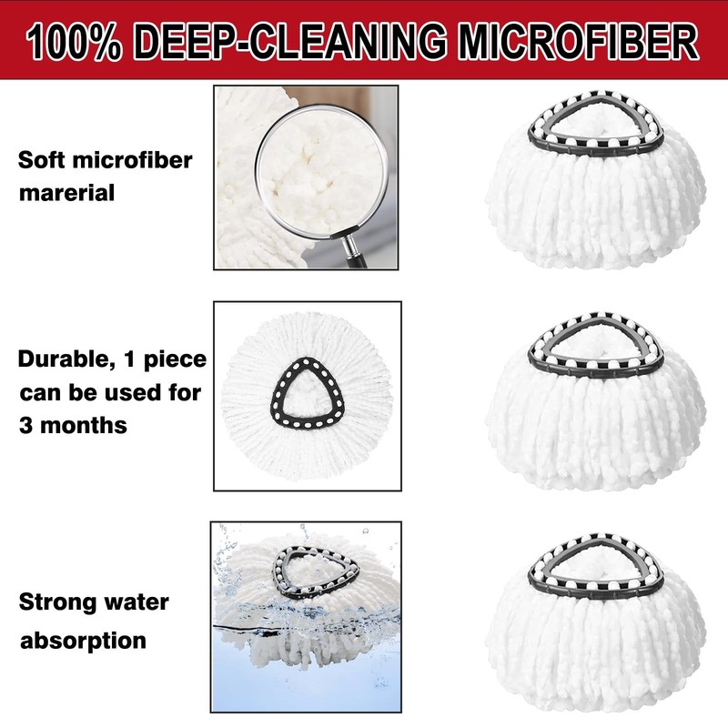 12 Pack Spin Mop Replacement Heads, 100% Microfiber Spin Mop Refill for Easy ... gallery