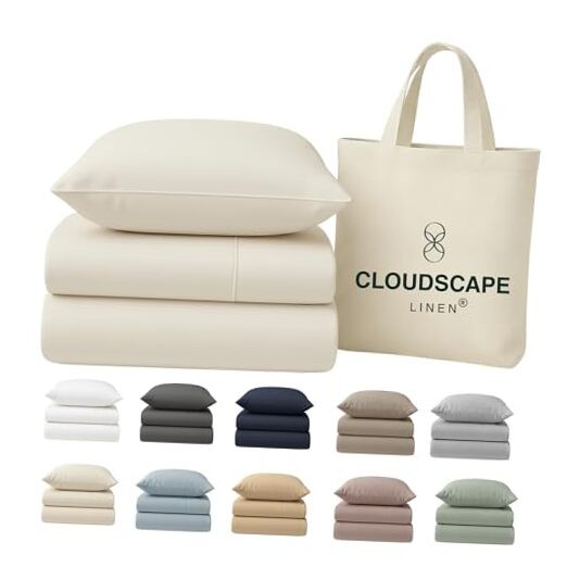CLOUDSCAPE 100% Egyptian Cotton Sheets Size - Extra Deep Pocket Twin 03. Ivory
