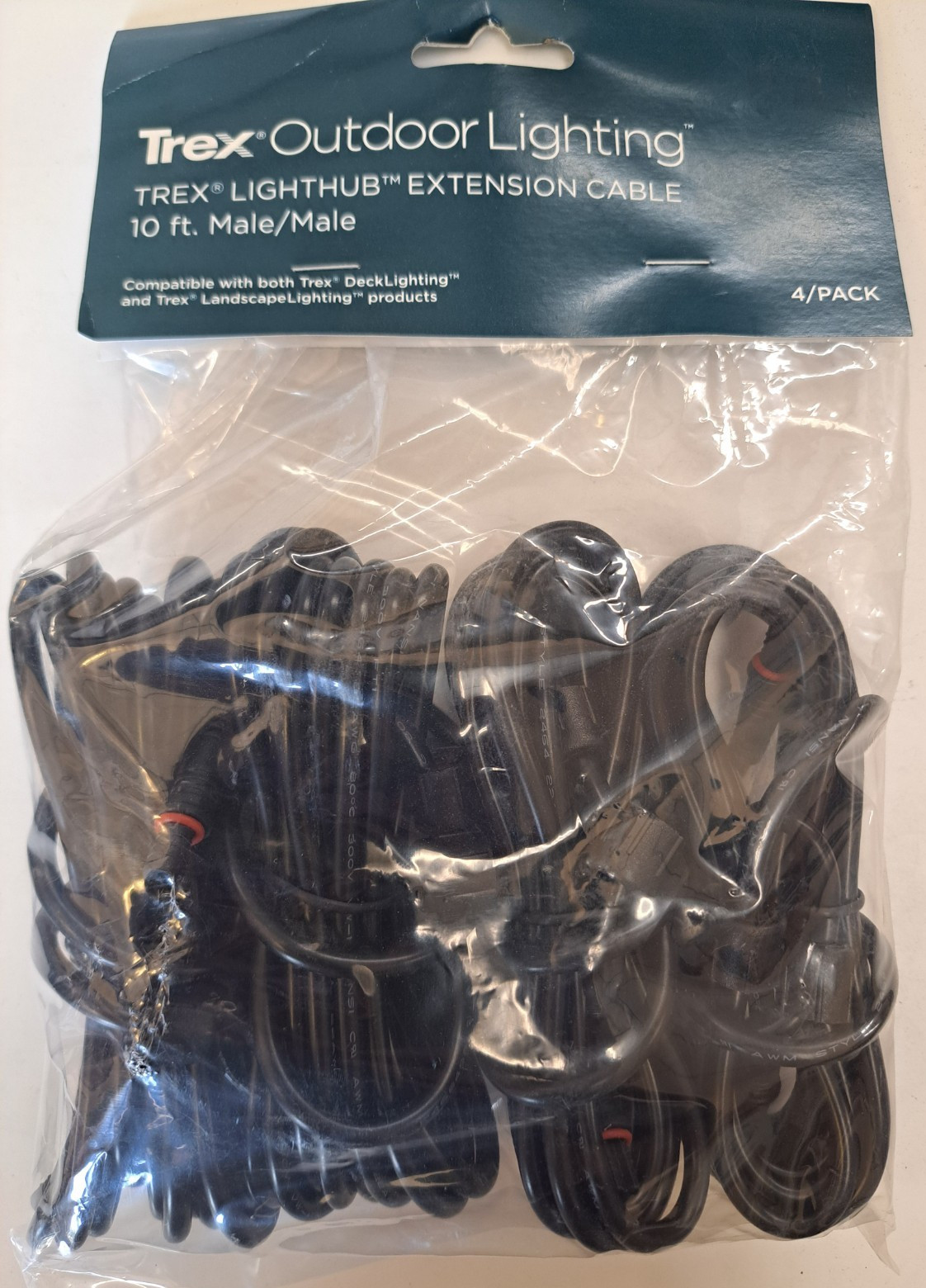 TREX DL10FTWR4PK OUTDOOR LIGHTING 4-PACK 10ft EXTENSION CABLE MALE/MALE BLACK gallery
