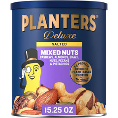 PLANTERS Deluxe Mixed Nuts – Roasted Cashews, Almonds, Brazil Nuts, Pistachios,