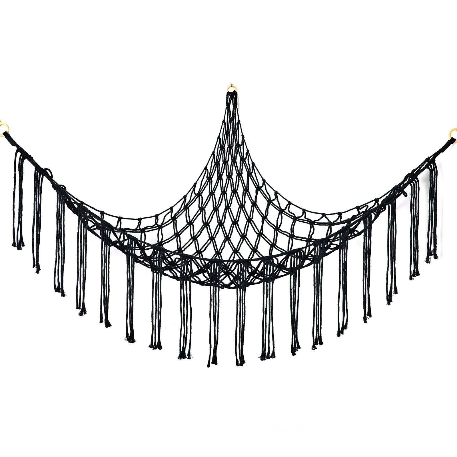 Stuffed Animal Hammock Corner, Hand-knitted Large Plushie Net Large, Black gallery