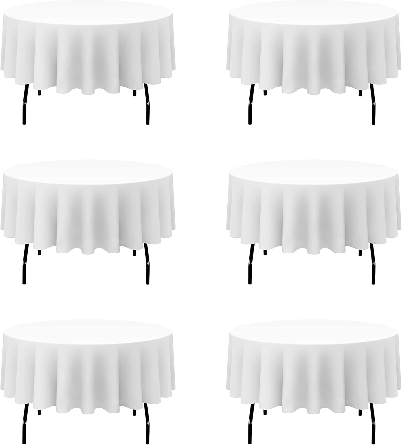 6 Pack White Round Tablecloths 70 Inch for 30“-48” Tables - 150 GSM Polyester gallery