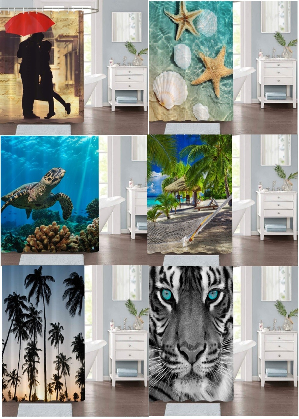 1PC NEW BATHROOM BATH FABRIC Print SHOWER CURTAIN 72" X 72" gallery
