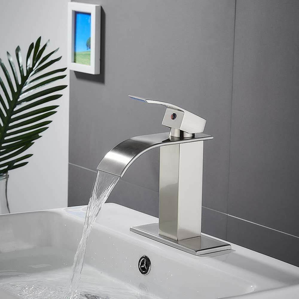 Bathroom Basin Faucet Waterfall Single Handle Vanity Sink Mixer Tap Deck Mounted