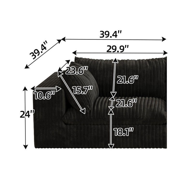 157'' U Shape 8 Seater Cloud Modular Sectional Sofas Corduroy Couch with Ottoman gallery