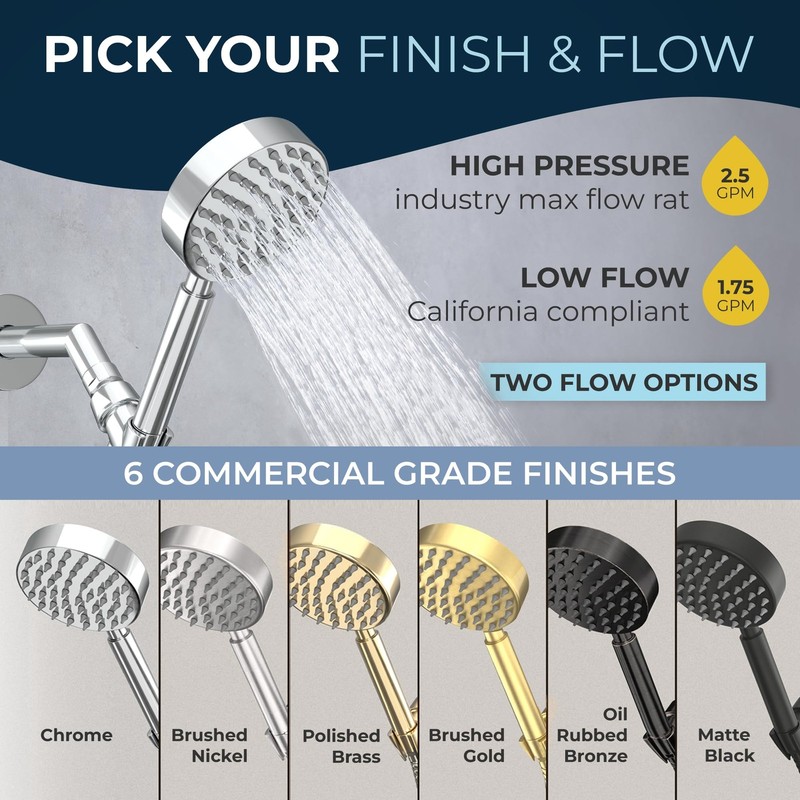 HammerHead Showers® Solid Metal Handheld Shower Head 2.5 GPM, Brushed Nickel gallery