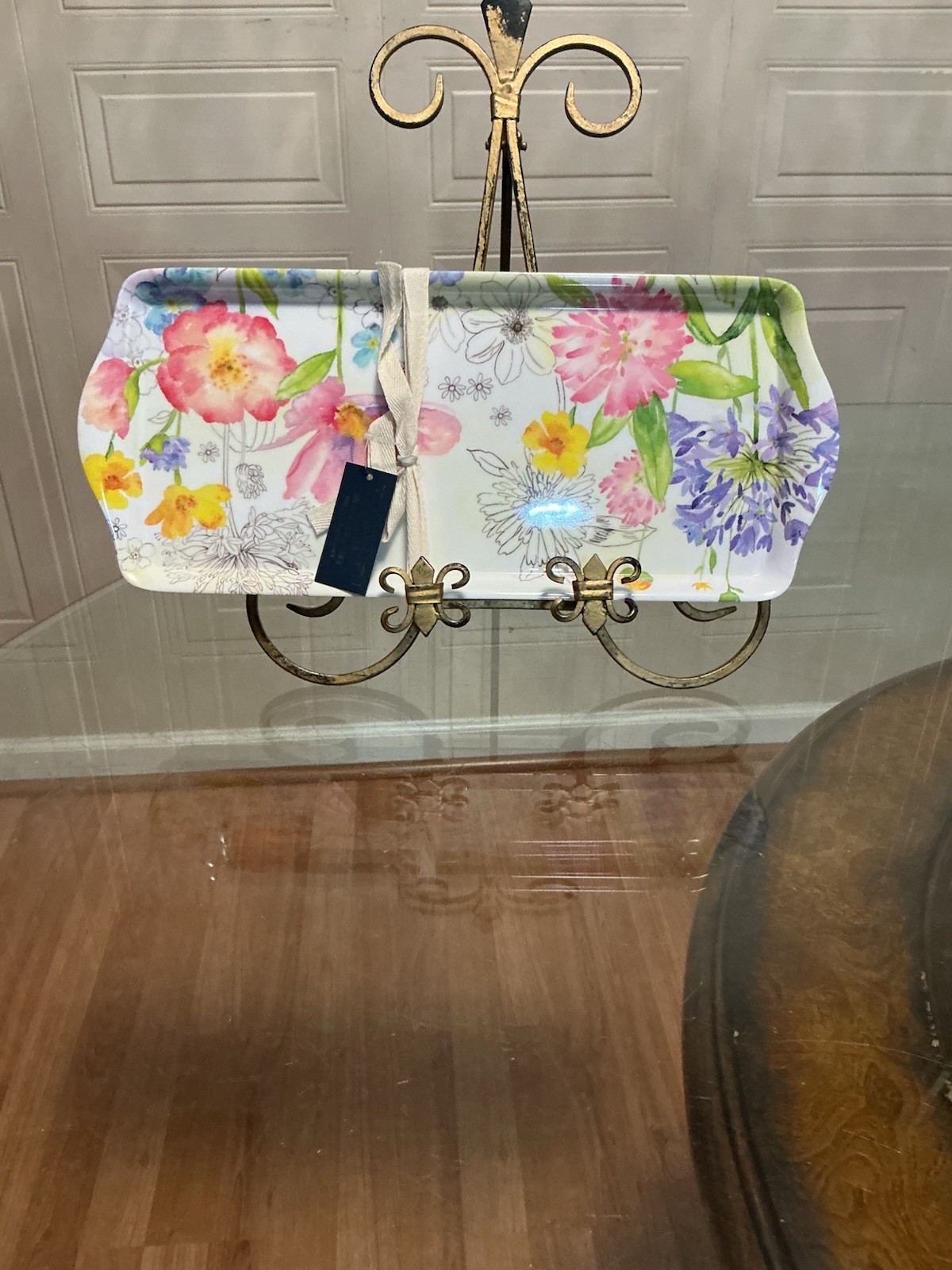 Set of 2 Melamine Tray Spring Easter Flower Floral New New NWT Tahari 15" x 6.5" gallery