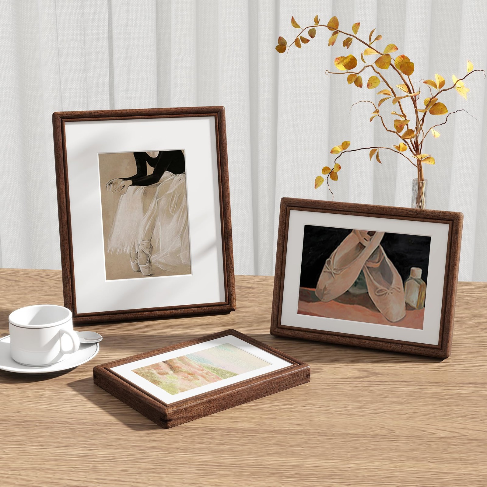 8x10 Inch Solid Walnut Wood Picture Frame Tempered Glass Matted To 5x7 Photo gallery