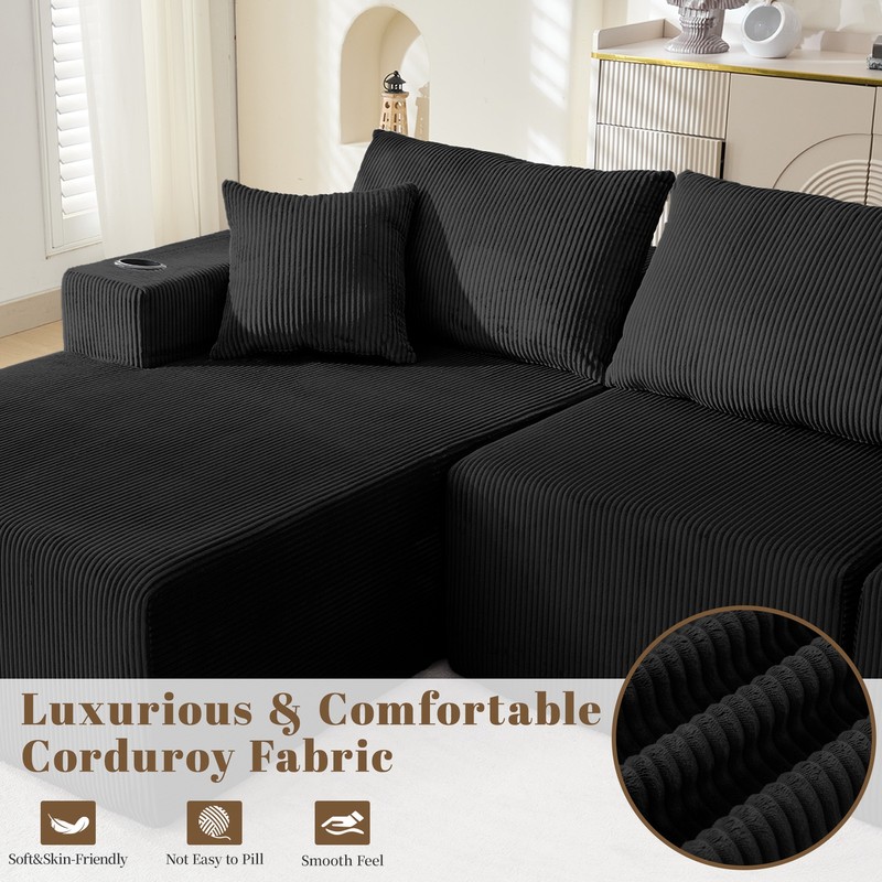 LOCAME Modular Sectional Sofa Couch, Convertible Floor Sofa Lounger w/5 Pillows gallery