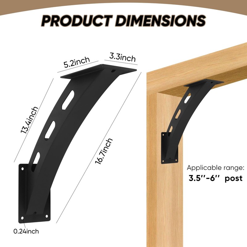 4 Pcs 45 Degree Angle Support Brackets,Wood Post and Beam Angle Support Brack... gallery