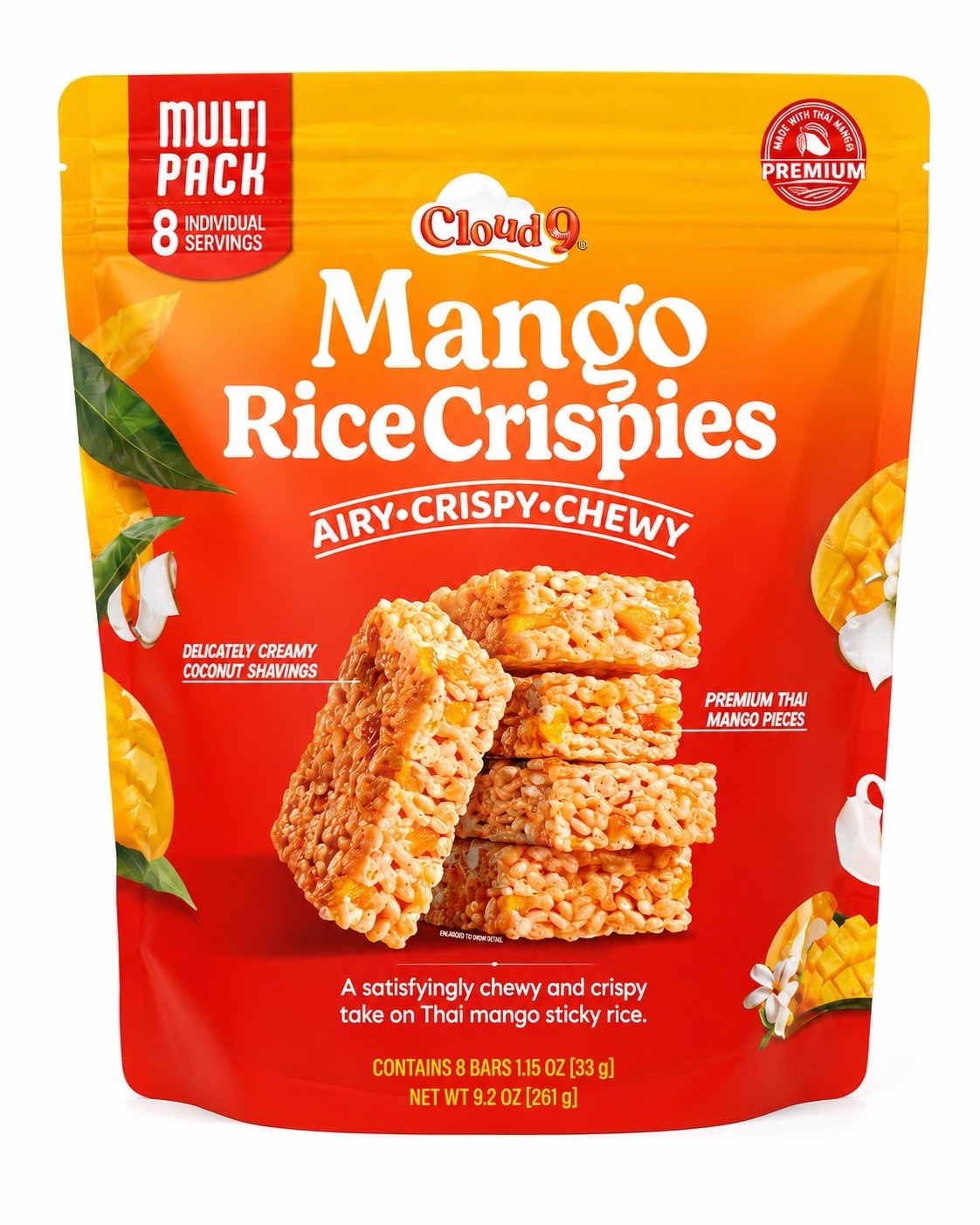 Cloud 9 Mango Rice Crispies Bars Multi Pack 8 Count Net Wt 9.2 oz (261g) gallery