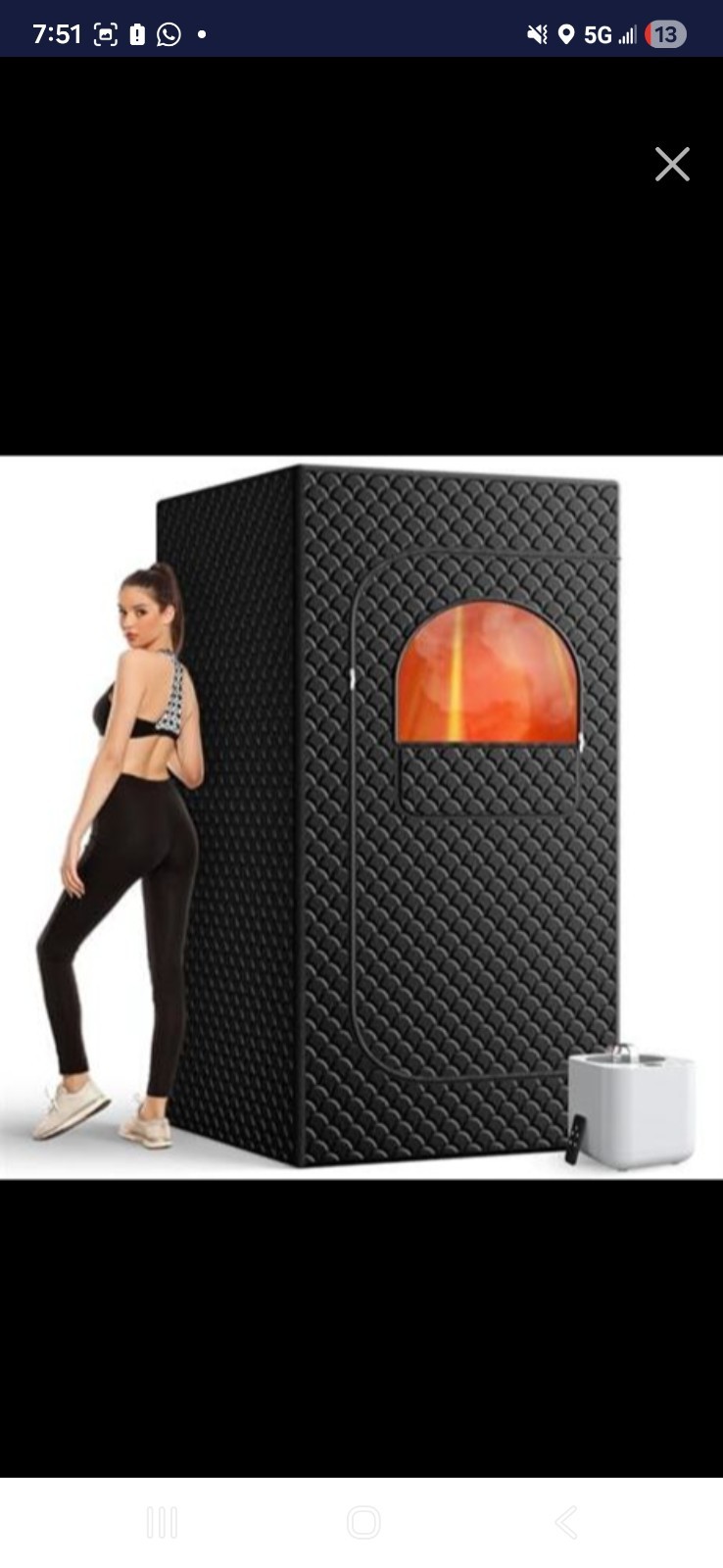 Portable Black Fabric Indoor Sauna Cabin, Walk-In, 1-3 Person gallery