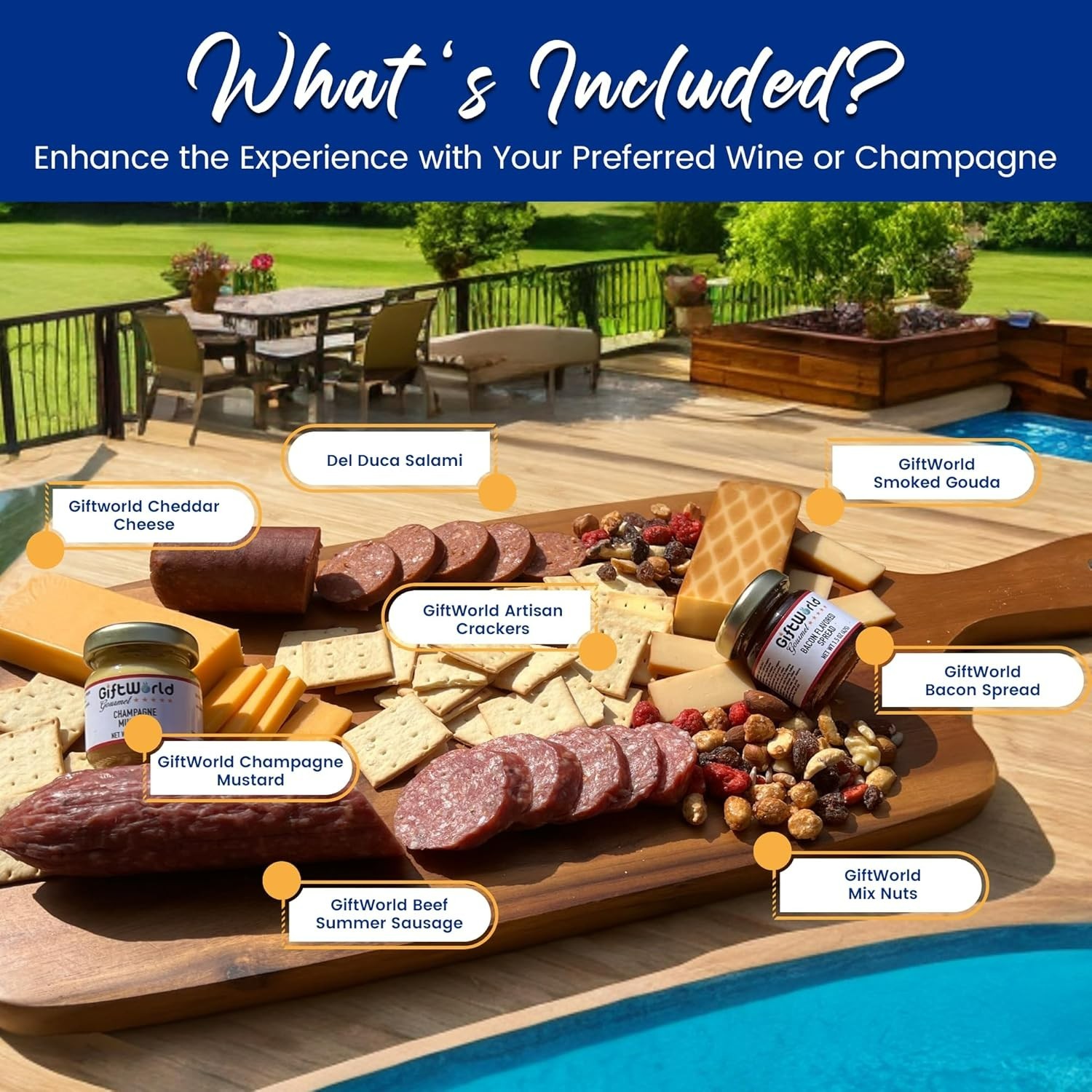 GIFTWORLD DLX CHARCUTERIE IMPORTED MEAT & CHEESE GIFT BASKET w/SNACKS & SPREADS gallery
