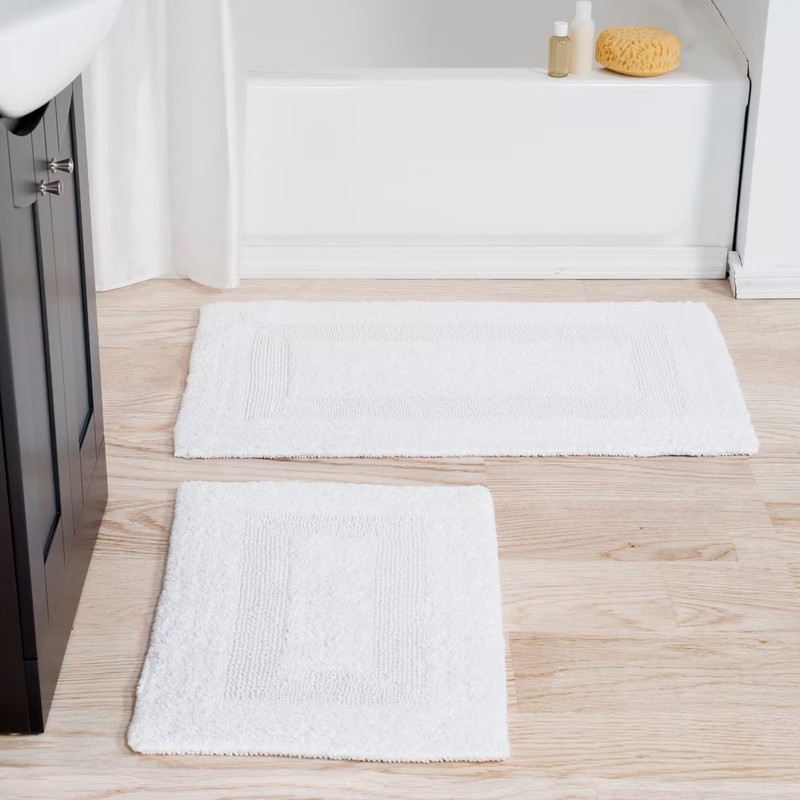 2pc Solid Bath Mat Set White - Yorkshire Home gallery