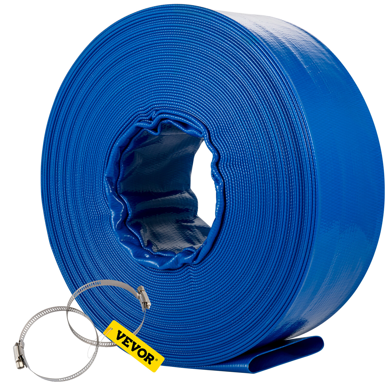 VEVOR Discharge Hose 2"x 105' PVC Lay Flat Hose Backwash Drain Hose w/ Clamp gallery