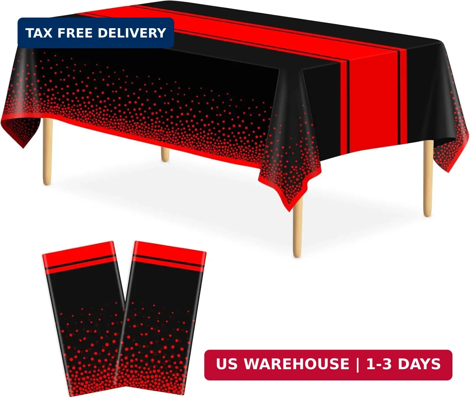 2 Pack Black and Red Tablecloth Party Decorations Plastic Black Tablecloth Print gallery