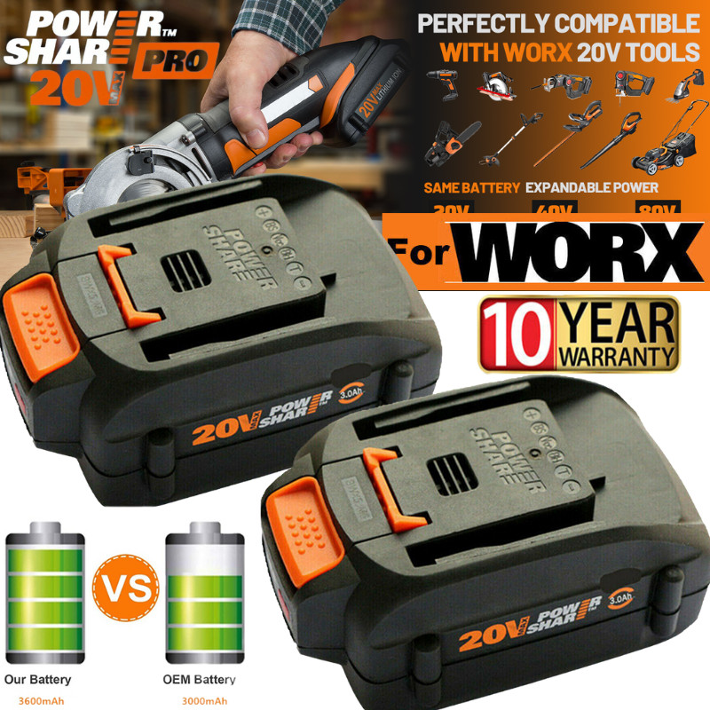 2pack For WORX 20V MAX Extend Lithium Battery 20 Volt WA3520 WA3525 WA3575 WG155 gallery