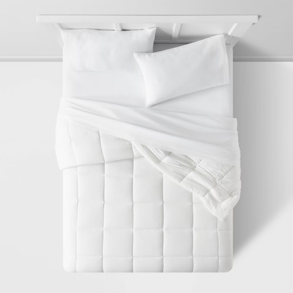King Down Alternative Washed Microfiber Reversible Comforter White - Room gallery