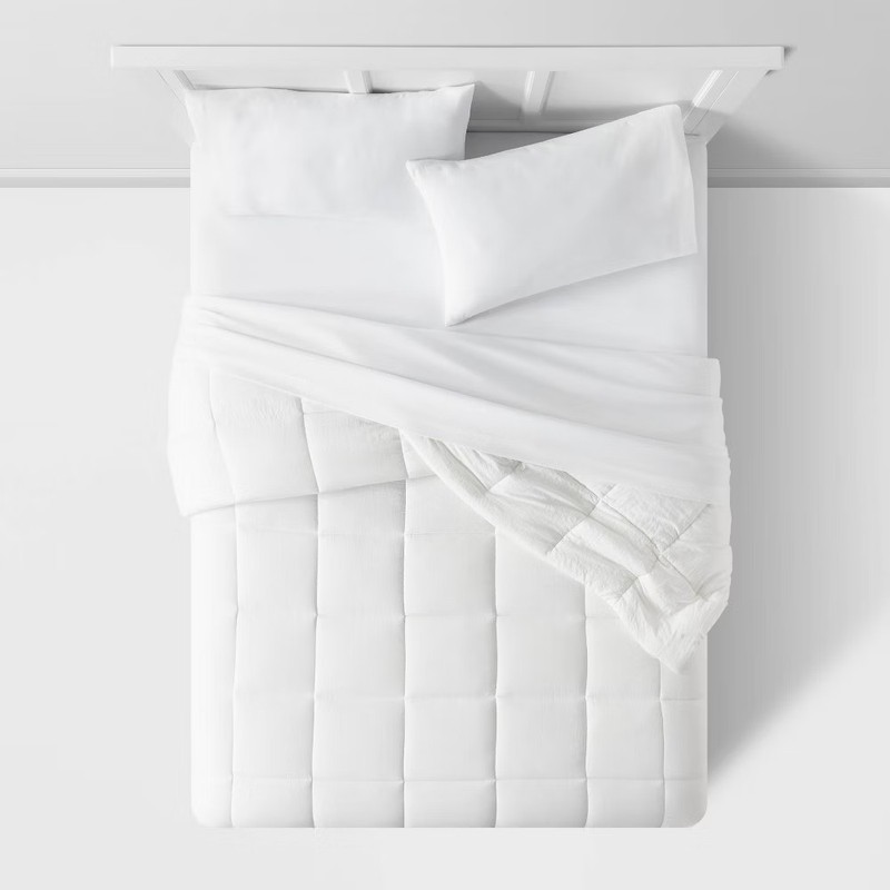 King Down Alternative Washed Microfiber Reversible Comforter White - Room gallery