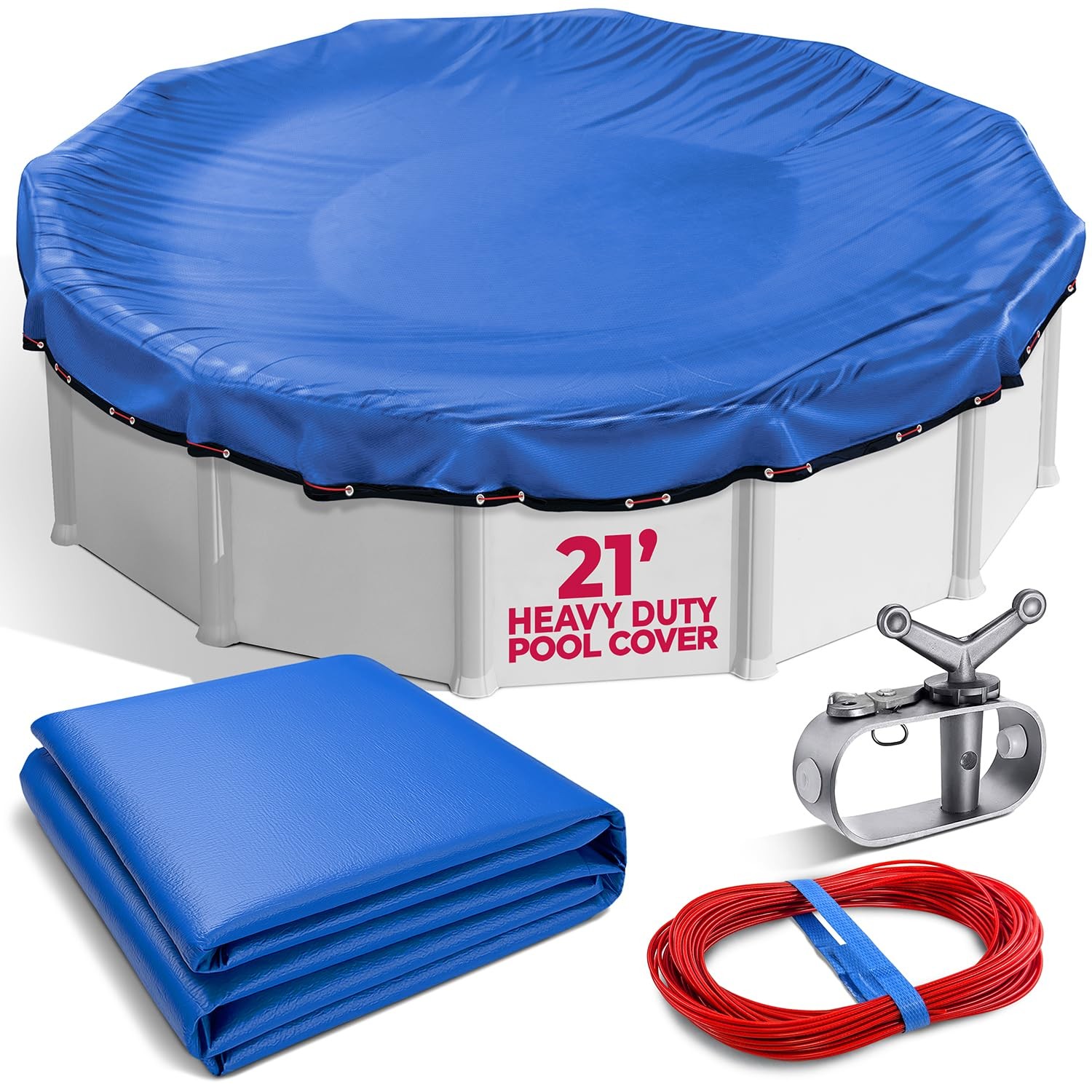 Pool Cover 21 Ft Round Heavy Duty Winter Royal Blue UV Resistant gallery