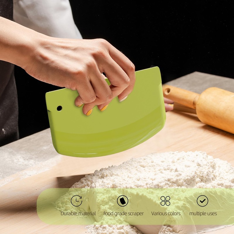 Hard Bench Scraper Dough Scraper for Baking, 4 PCs BPA Free PP Plastic Flexible gallery