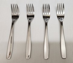 Russel Wright Oneida 18/10 Stainless Steel Flatware – Four Salad Forks 6 1/2″ L