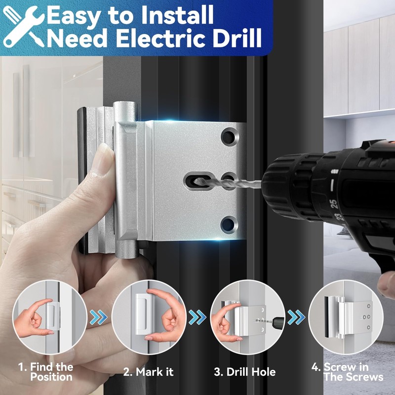 Door Reinforcement Lock Withstands 800lbs of Force - White Extra Child Proof ... gallery