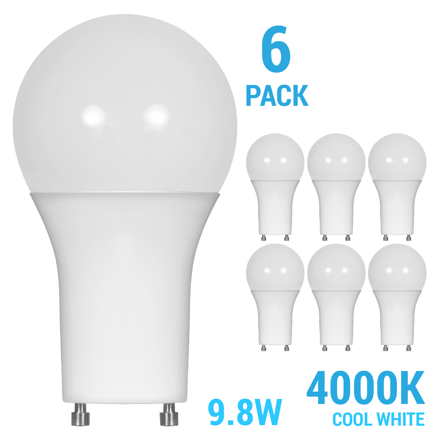 (6 Pack) 9.8W =60W Dimmable A19 LED 40K Cool White 60W Equivalent GU24 Base Bulb gallery