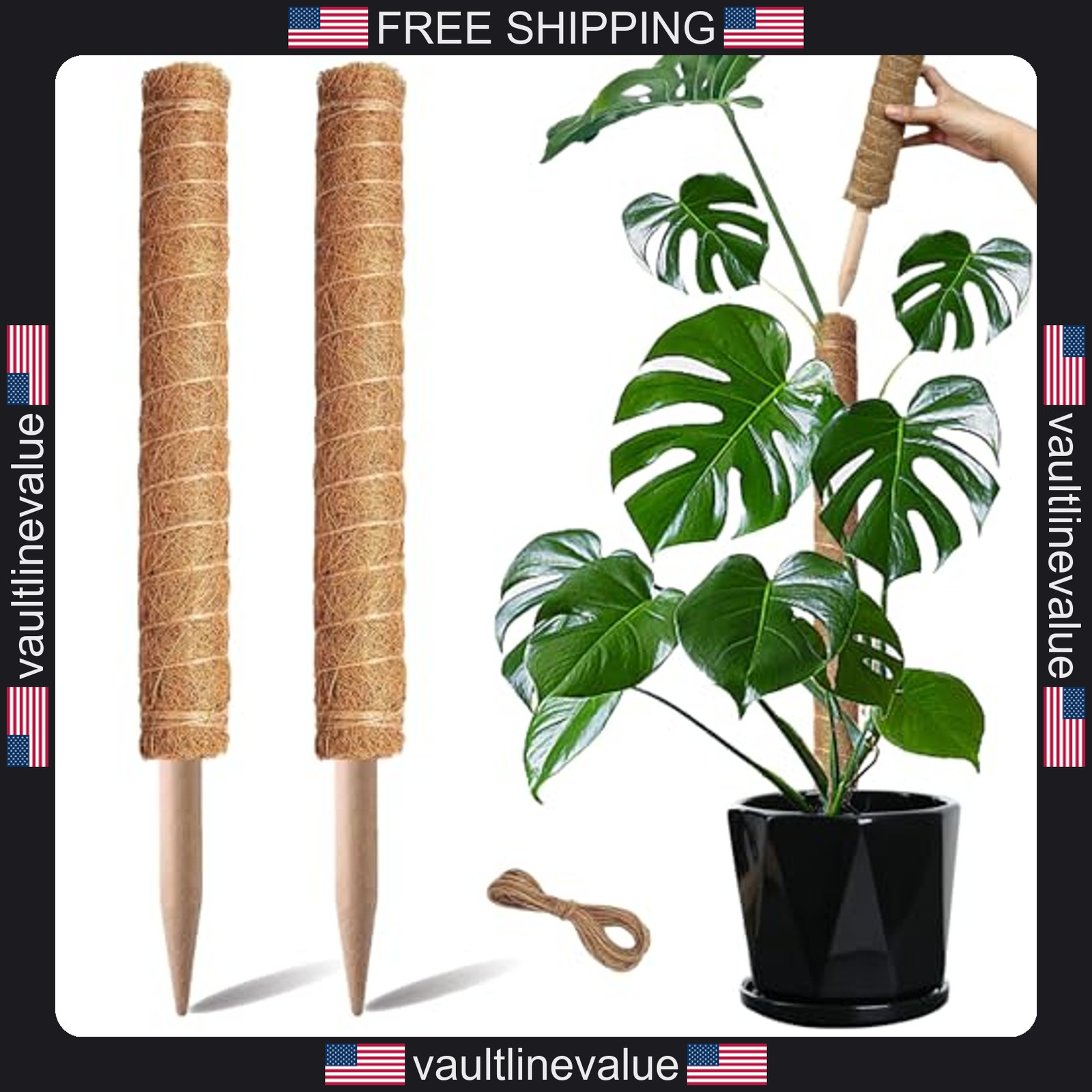 Moss Pole 2 Pack 17 Inch Plant Support Stakes for Monstera Pothos Philodendron gallery