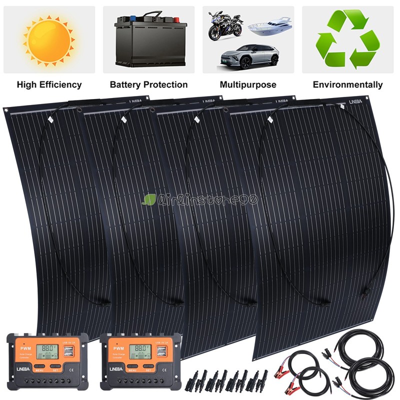 400W Solar Panel Kit W/ Controller 18V Home Garden RV Rooftop Camping Off-Grid gallery