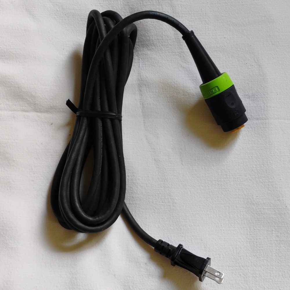 Festool 13' (4 m) Replacement Plug-It Cord. 120V 11-15A. 18 awg. Blk/Grn. NOS