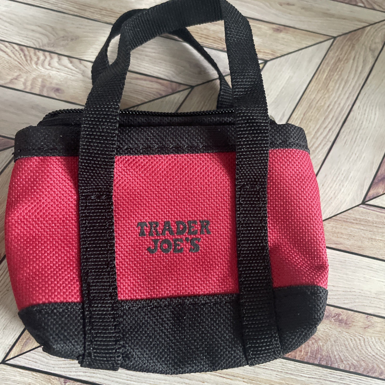 Trader Joes Micro Tote Mini Black And Red Zip Fits Barbie gallery