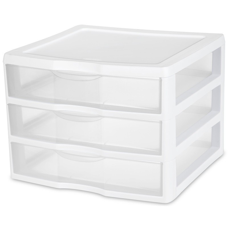 Wide 3 Drawer Storage Unit Plastic Clear Organizer Ideal Crafts Office Supplies gallery