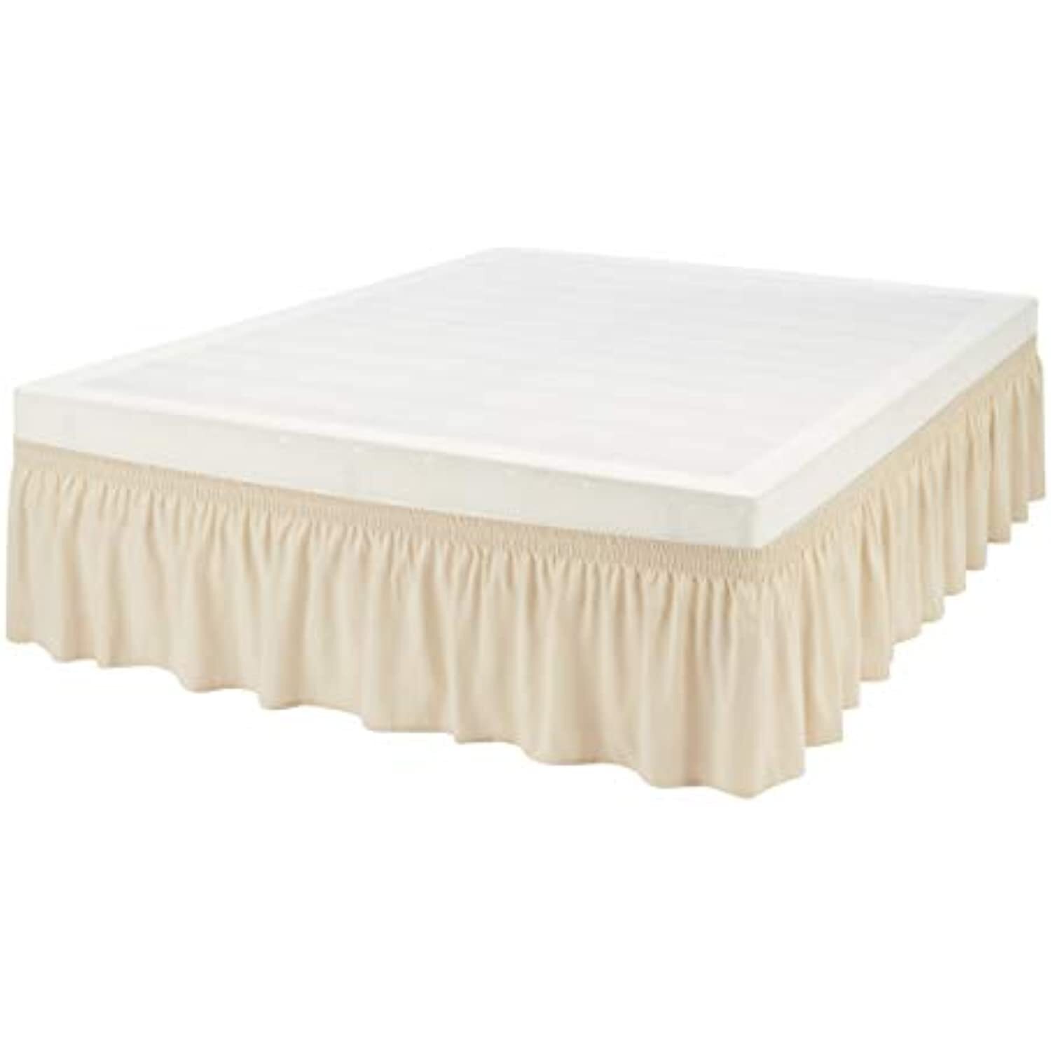 Ruffled Bed Skirt, Three Sided Wrap,Easy Fit Elastic,16" Drop- Twin/TwinXL,Beige gallery