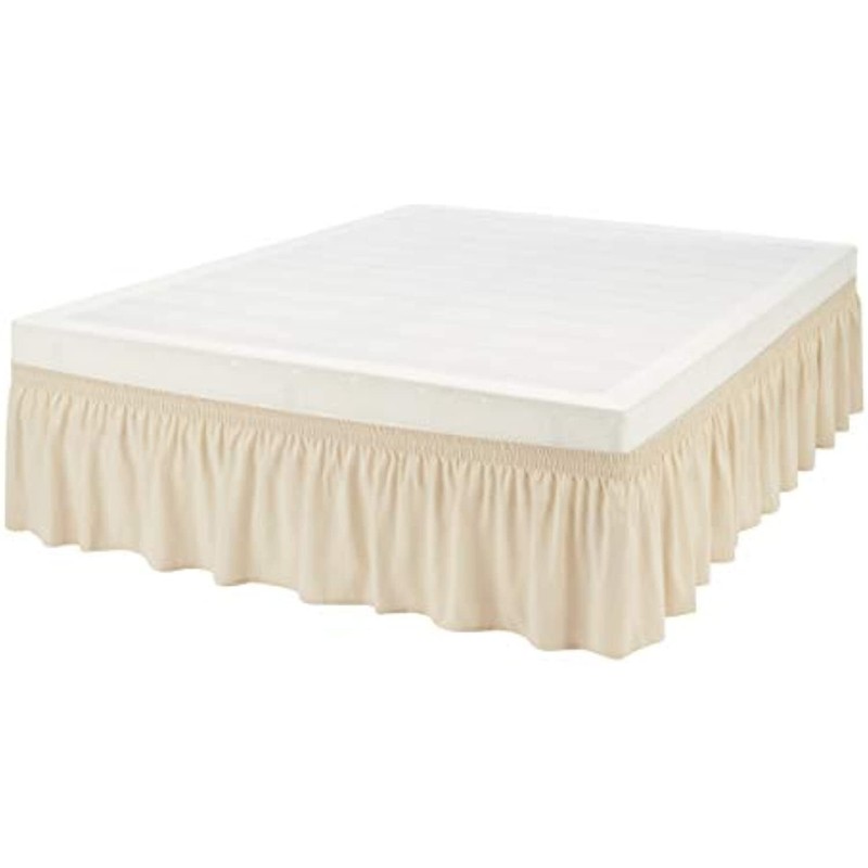Ruffled Bed Skirt, Three Sided Wrap,Easy Fit Elastic,16" Drop- Twin/TwinXL,Beige gallery