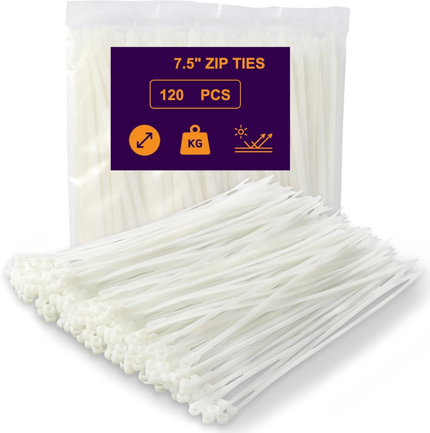 120 PCS 7.5 Inch Plastic Zip Ties with Screw Holes, Heavy Duty Mountable Cabl... gallery