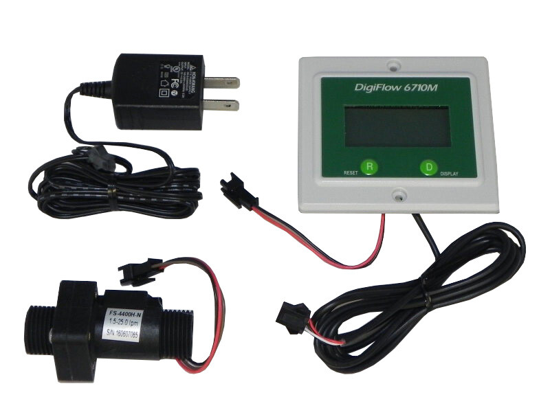 Panel 1/2" Digiflow 6710M-44TM Digital Flow Meter count up Gallons GPM 115V cord gallery