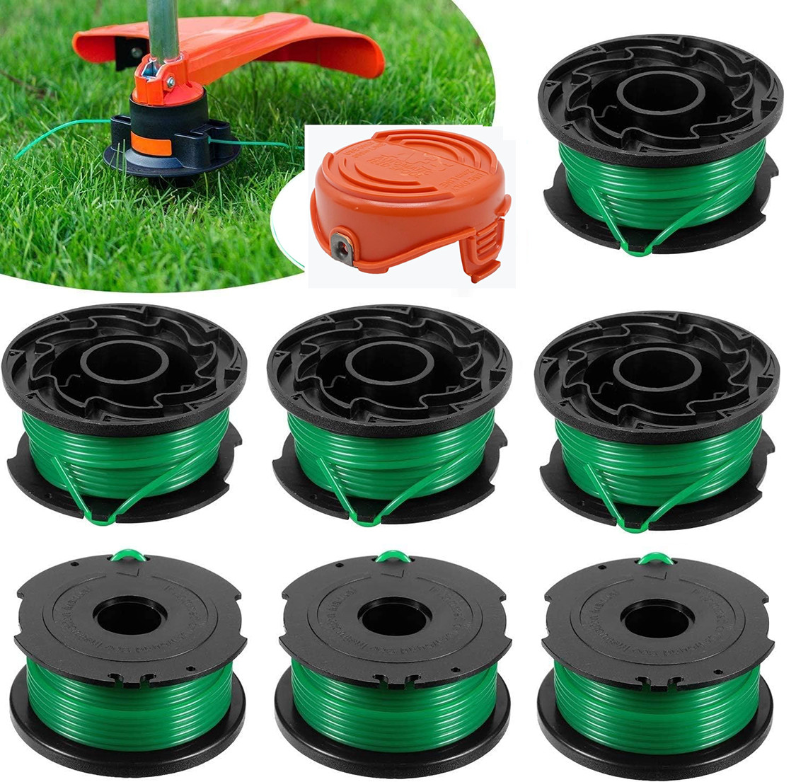 7Pack+1Cap For Black & Decker GH3000 SF-080 Grass Trimmer Replacement Spool Line gallery