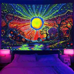 Abstract Large Wall Art Blacklight Poster UV Reactive Tapestry Wall Hanging Boho
