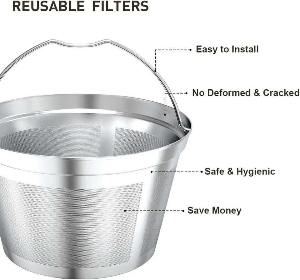 Reusable 4-5Cup Basket Replacement Coffee Filters- Stainless Steel Permanent Cof gallery