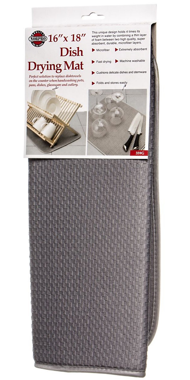 Norpro 16 x 18 Inches Microfiber Dish Drying Mat, Grey gallery