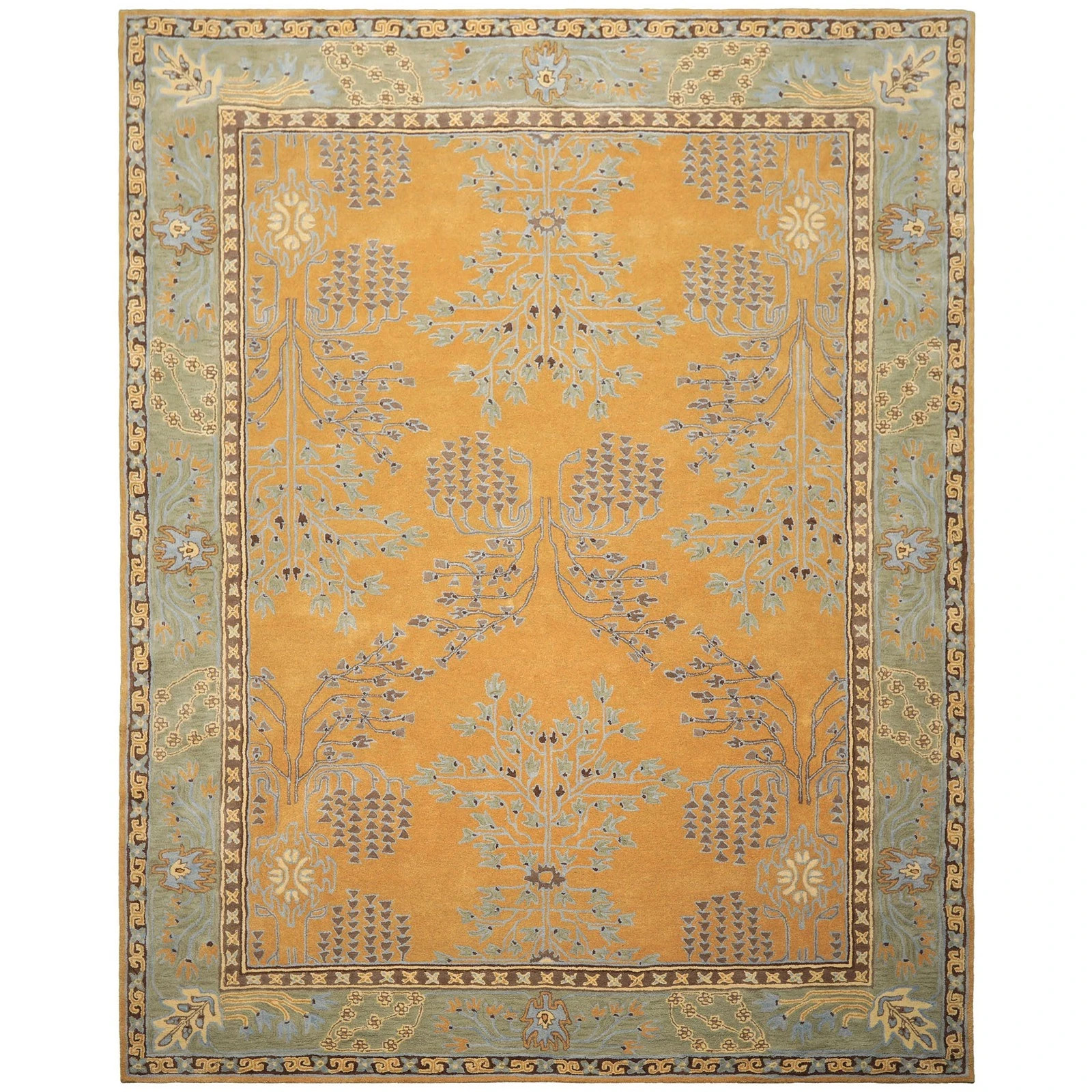 Multi Size Gold Brown Hand Tufted Arts & Crafts/Mission Donegal Wool Area Rug gallery