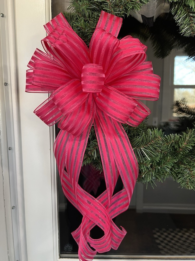 Handmade Hot Pink Satin Spring Easter Summer All Year Wreath Bow