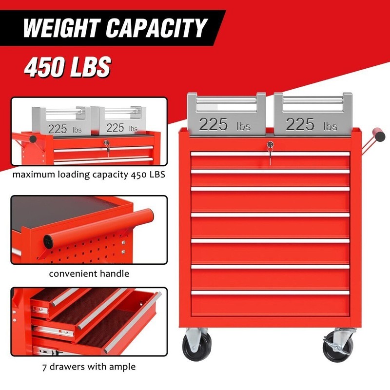 7 Drawers Rolling Tool Chest Tool Box Lockable Tool Storage Cabinet for Garage gallery