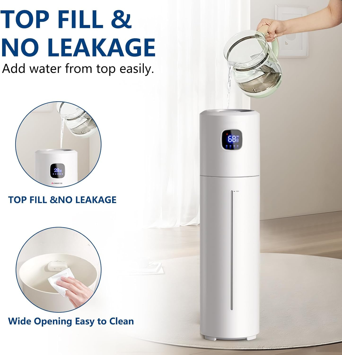 Large Humidifiers for Bedroom, 9L/2.5Gal Ultrasonic Cool Mist Humidifier, Easy C gallery